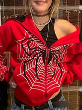 Kapuzenjacke mit Reißverschluss und Spinnen-Print
